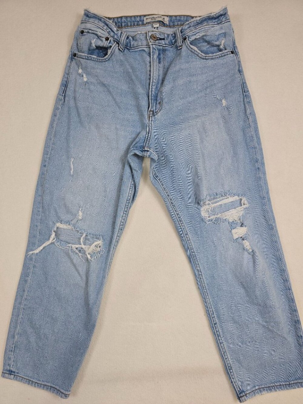 Abercrombie & Fitch Size 30/10 The Mom High Rise Distressed Light Wash Jeans